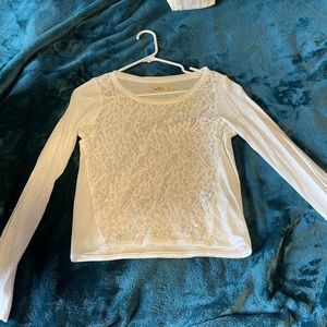 Hollister lace detail long sleeve shirt with sequins